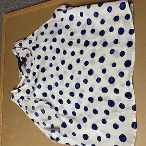 Blue and whit poka dot dress top